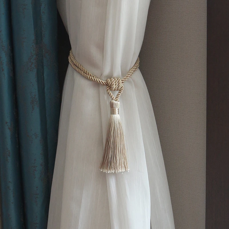1Pc Room Accessories Tassel Curtain Tieback Fringe Handmade Curtain Tie Backs Hanging Ball Buckle Rope Curtains Holder Bandage curtain tiebacks