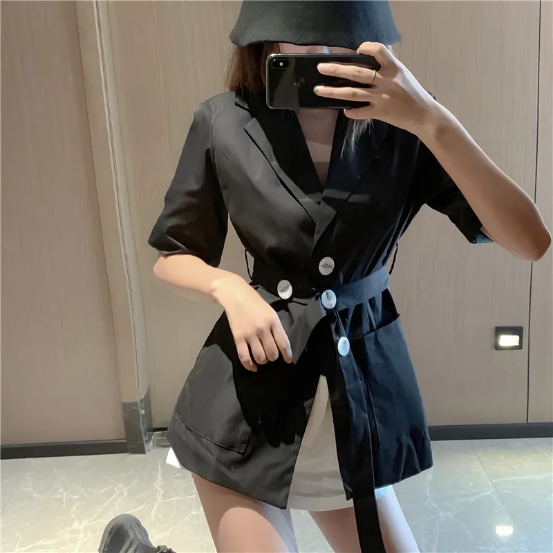 Photo Shoot Retro Hong Kong Flavor Simple Lace-up Charade Suit Short Sleeve