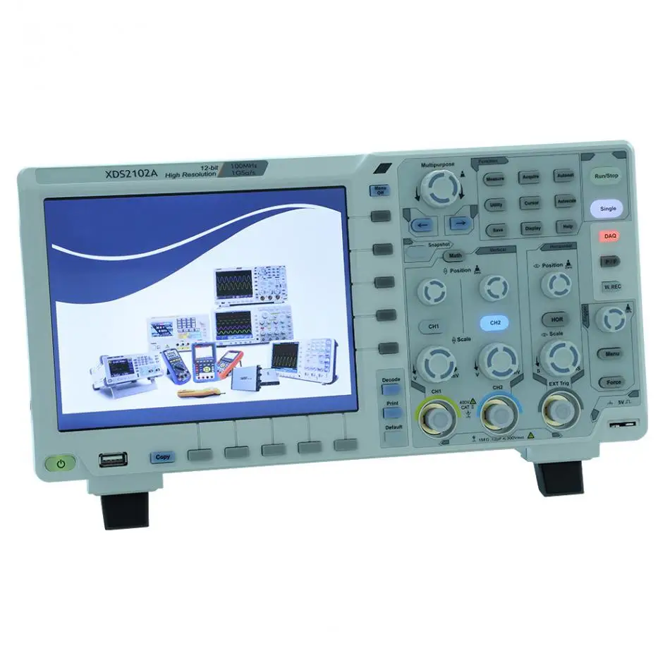 Owon XDS2102A 100 МГц с высоким разрешением ацп цифровой осциллограф инструменты АЦП декодирование ЕС вилка с высоким разрешением измерительный прибор