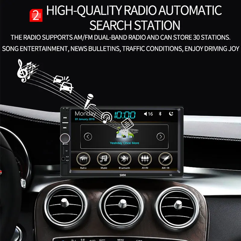 Bluetooth автомобильный MP5 плеер FM AUX USB заднего вида авто MP5 плеер 360 видео Функция 2DIN стерео аудио 21 ключ 7 дюймов gps с телефоном
