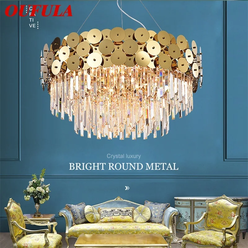 

OUFULA Crystal Chandelier Lamp Luxury Gold LED Fixtures Modern Creative Decorative For Living Room Dining Room Villa Duplex