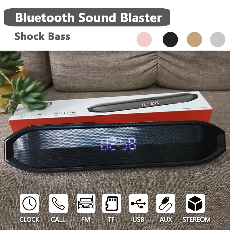 Сабвуфер музыкальный центр часы FunctionSoundbar Портативный беспроводной Bluetooth динамик