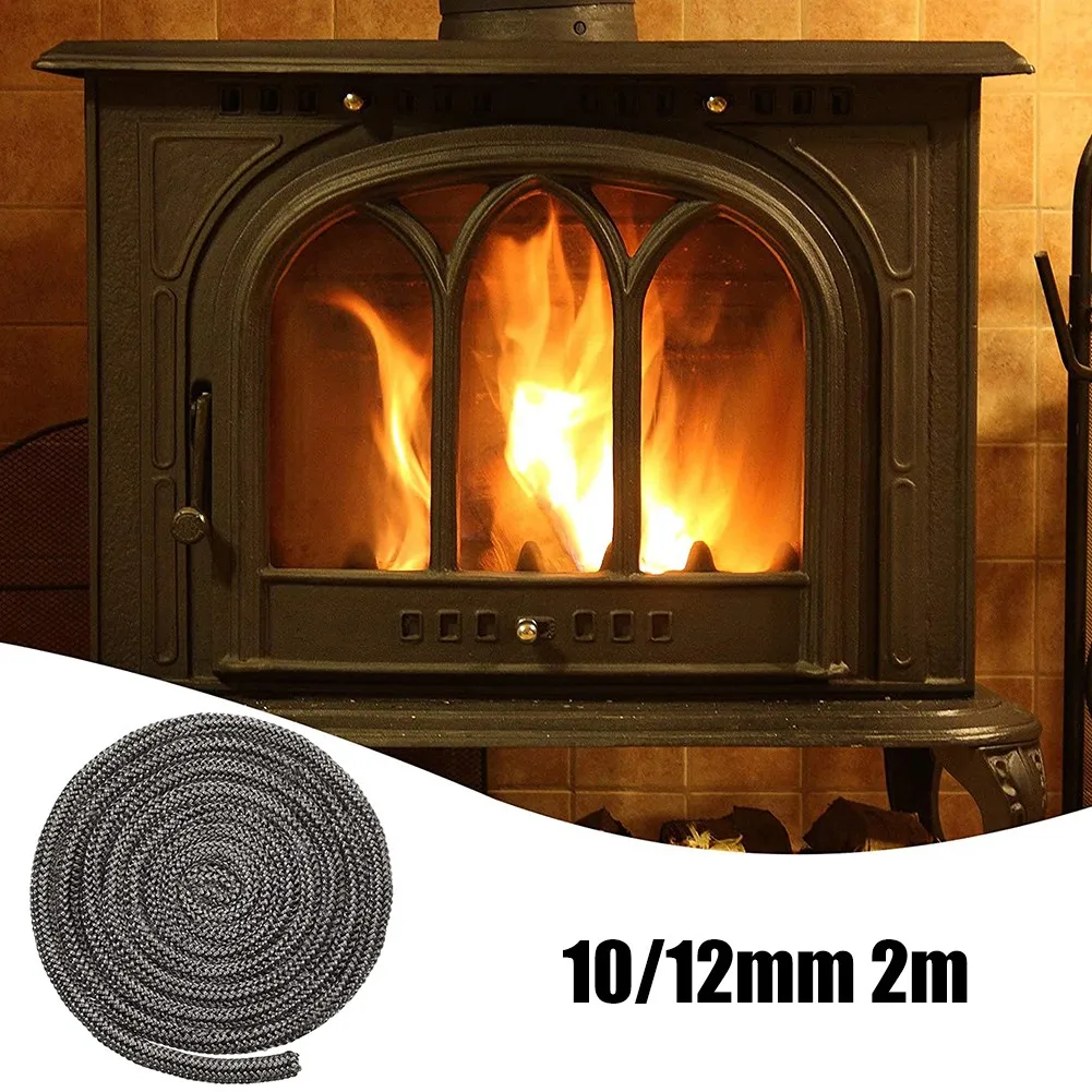 6/8/10mm Black Gasket Cord Stove Door Fireplace Cord 2m Fiberglass High Temperature Woodburner Sealing Rope Replacement