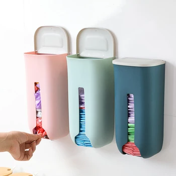 

1pcs Plastic Bag Dispenser Wall Mounted Grocery Garbage Trash Bag Organizer for Home Kitchen Bathroom Hanging Storage Bins