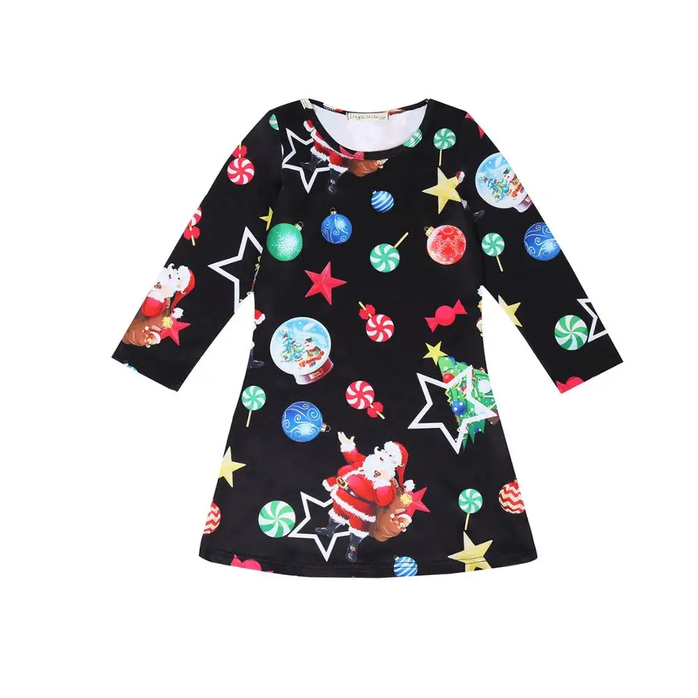 Штаны для девочек с рождественским изображением с деревом одежда Подарочная Конфета Milksilk платье Платье для маленьких девочек бутик детской одежды с длинным рукавом детская одежда 8168 - Цвет: Черный