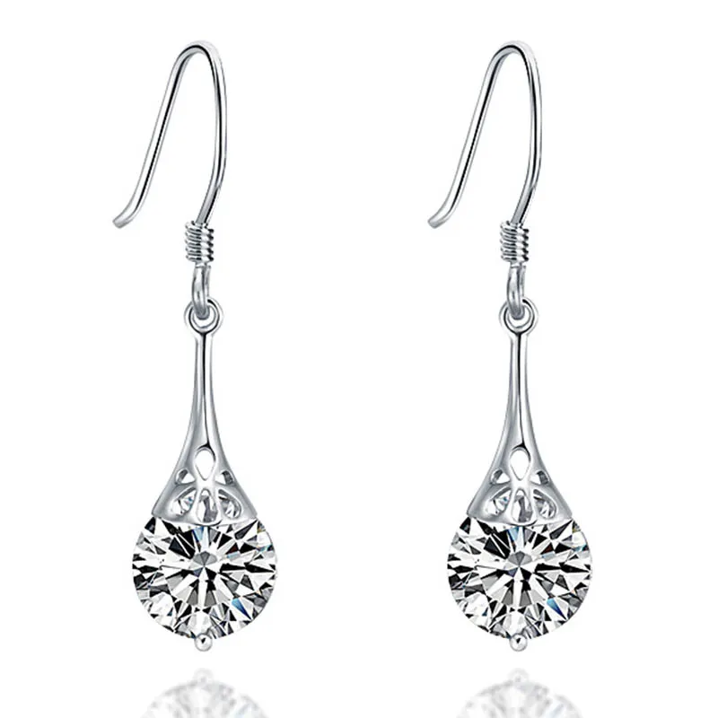 JS-XZSE593white Jellystory, серебро 925, ювелирное изделие, висячие серьги для женщин с круглой формой, аметист, циркон, драгоценные камни, серьги для свадебной вечеринки, подарки - Цвет камня: JS-XZSE593white