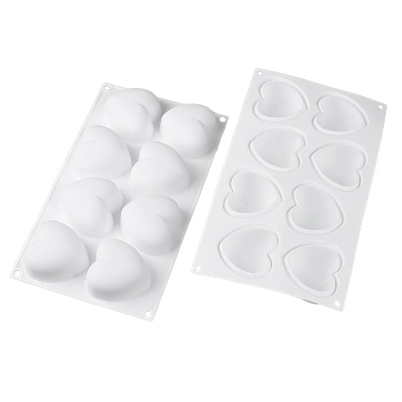 8 Heart Shape Silicone Cake Molds French Dessert Mousse Baking Form Moulds Chocolate Jelly Mold Cake Decoration Tool