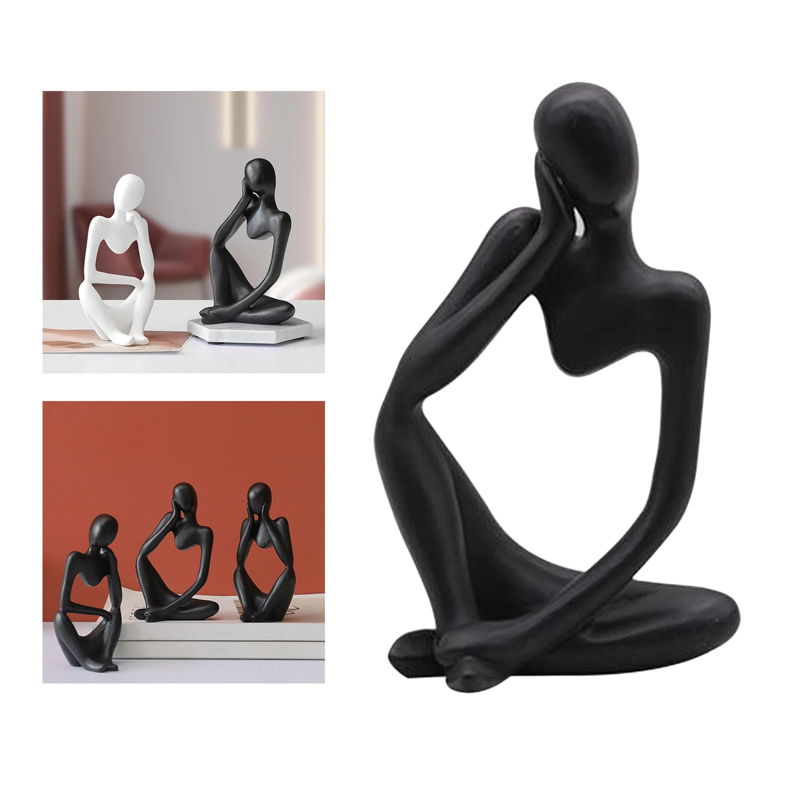 Thinker Sculpture Creative Figurine Home Sandstone Shelf Modern Statues