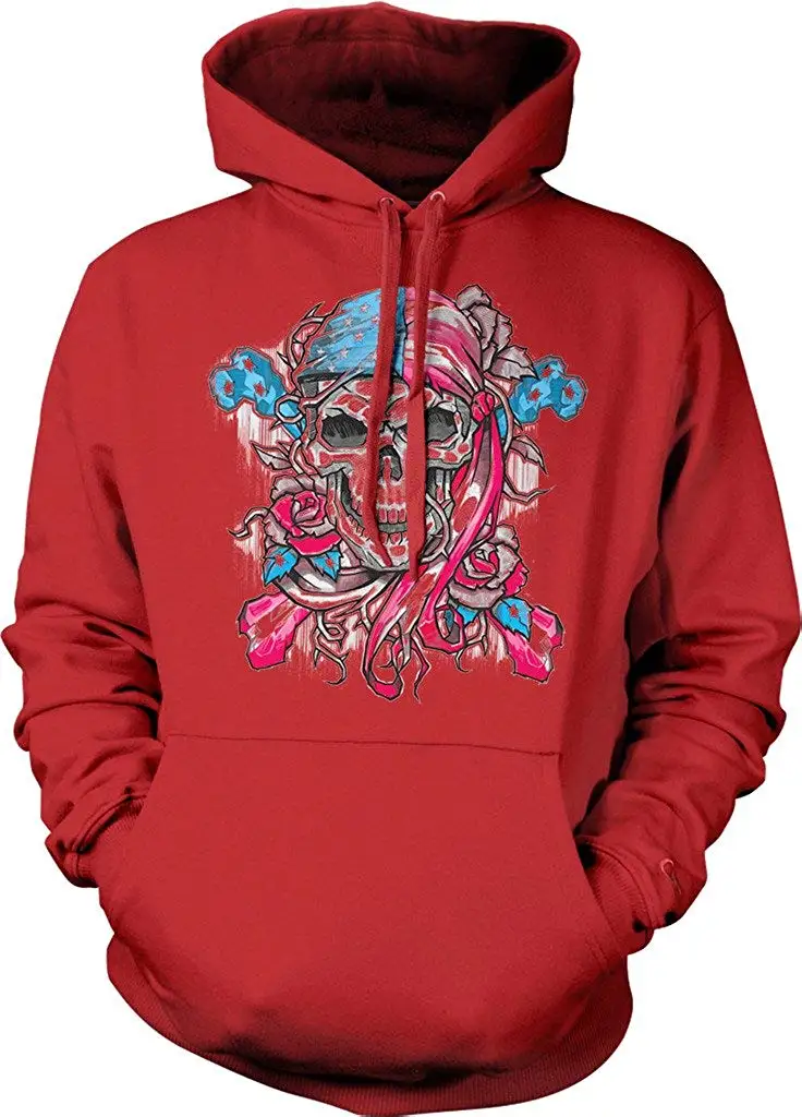 TSDFC Skull with American Flag Red White and Blue Cross Bones Hooded Sweatshirt |