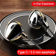 Auriculares tipo C de graves pesados, 3,5mm, para HUAWEI P40, Xiaomi Oneplus, OPPO Realme, auriculares internos con micrófono
