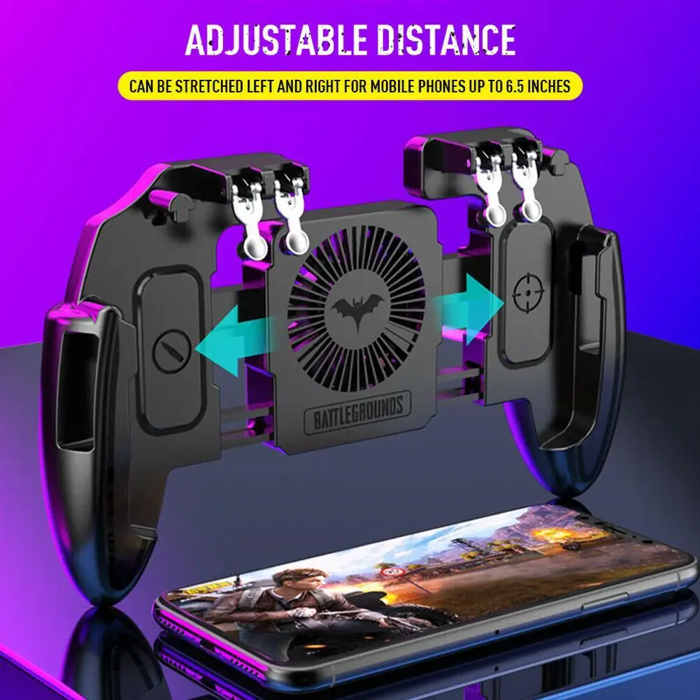  New Six Finger PUBG Game Controller Gamepad Trigger Cooling Android Fan Phone Joystick For IOS Free