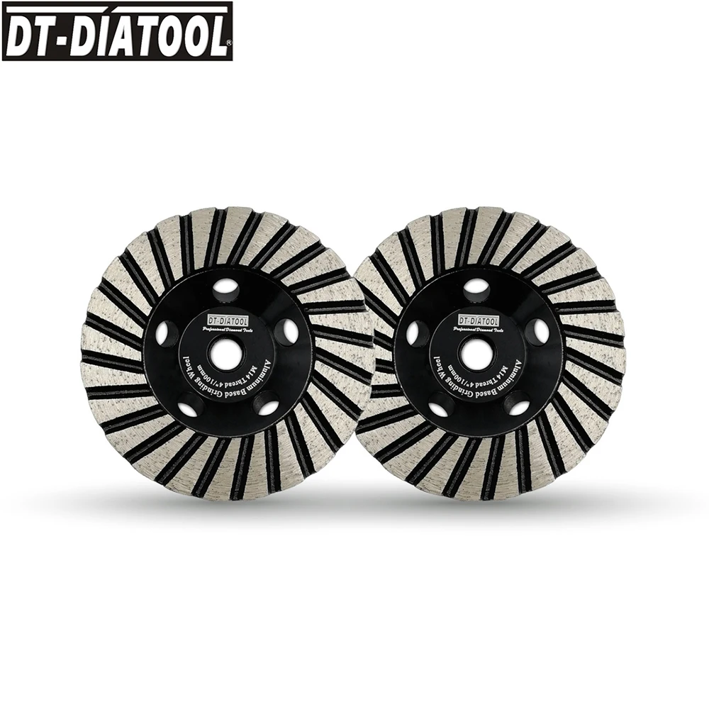 DT-DIATOOL 2pcs/set M14 Dia 100mm/4inch Grit #50 Aluminum Based Grinding Cup Wheel For Granite Marble Concrete Grinding Disc dt diatool 1pc dia 125mm 5inch m14 thread premium diamond double row cup grinding wheel for concrete hard stone granite marble