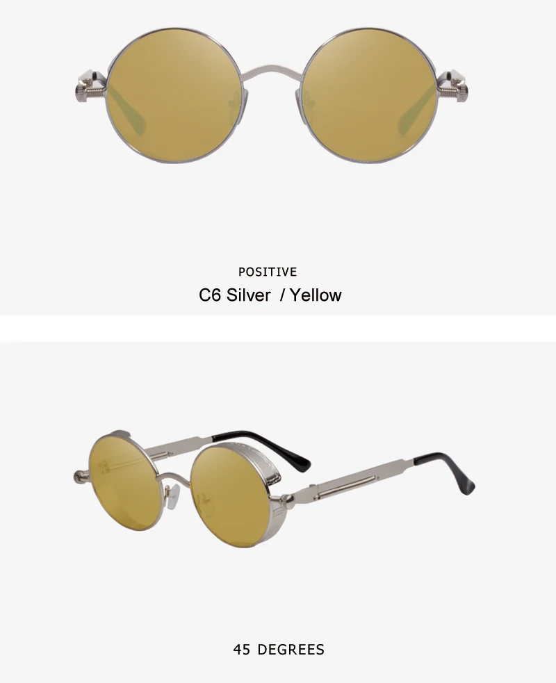 AIMISUV бренд винтажные стимпанк женские солнцезащитные очки модные круглые разноцветные линзы металлическая оправа солнцезащитные очки мужские UV400
