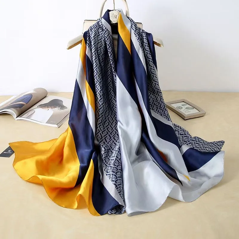 Silk Scarf 180*90cm Classic Summer Women Silk Scarves Female Shawl Foulard Cover-Ups Lady Wrap Bandanna Muffler Beach