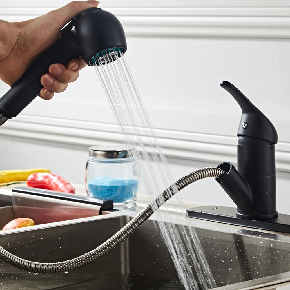 

Deck Mount Waterfall Bathroom Faucet Vanity Vessel Sinks Mixer Tap Cold And Hot Water Tap Pull Down Kitchen Faucet Black