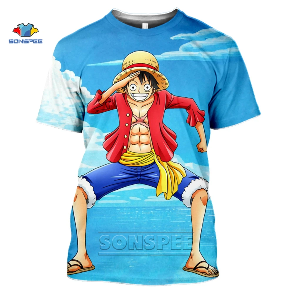 

SONSPEE 2020 New Arrival Anime One Piece T-Shirt Short Sleeve Summer Top 3d Print Crew Neck Men Women Tee Shirt Homme Streetwear