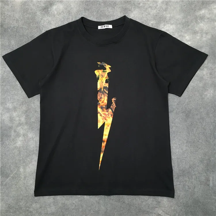 Новинка Мужская Роскошная футболка с рисунком огня Нил thunderbolt в стиле хип-хоп