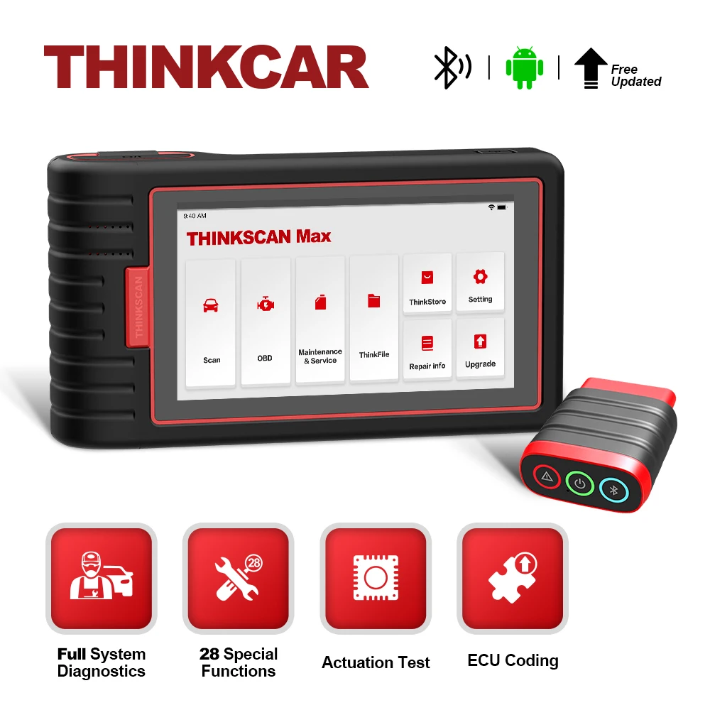 US $349.96 THINKCAR ThinkScan Max Professional Automotive Code Reader 28 Maintenance Service ECU Coding Action Test OBD2 Diagnostic Scanner