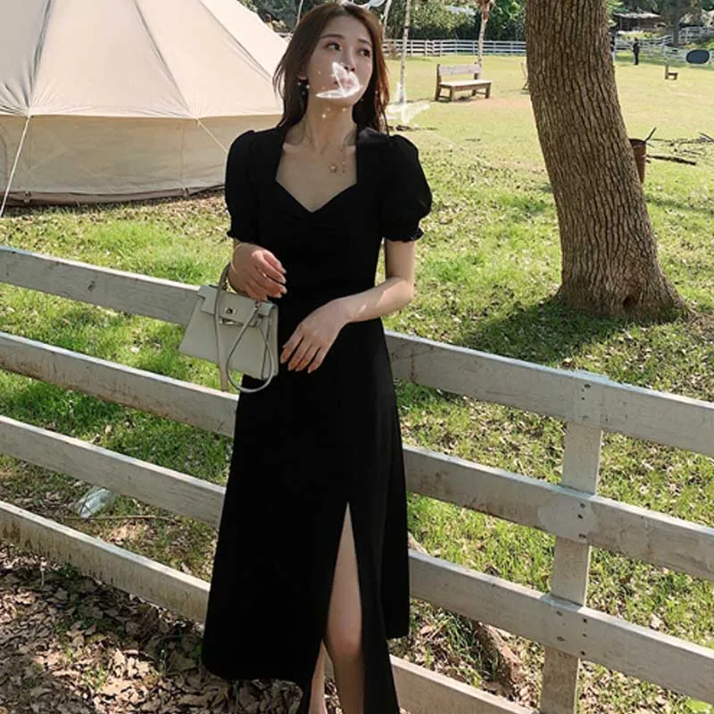 2020 Summer One-Piece For Female Dress French Vintage Chiffon Casual Dress Women Elegant Party Holiday Dresses Vestidos New