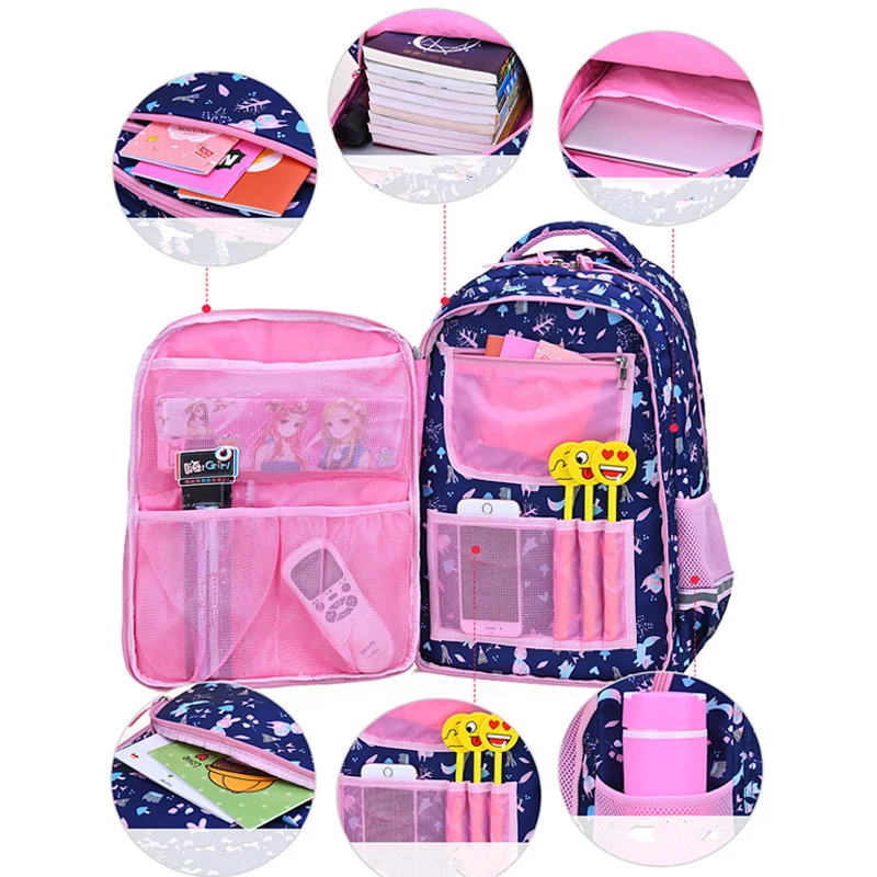 Школьные сумки с цветочным принтом для девочек 1-6 классов, Детские ортопедические школьные рюкзаки, Mochila Infantil