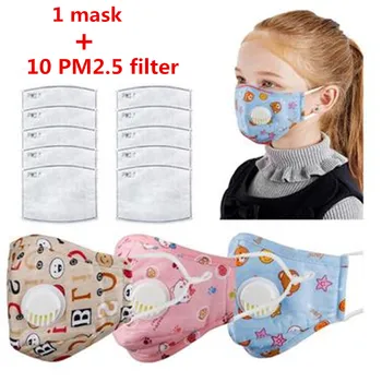 

Children Mouth Mask Reusable Kid Cotton Cloth Mask PM2.5 Anti Smog Dust Gas Valve with Activated Carbon Filters