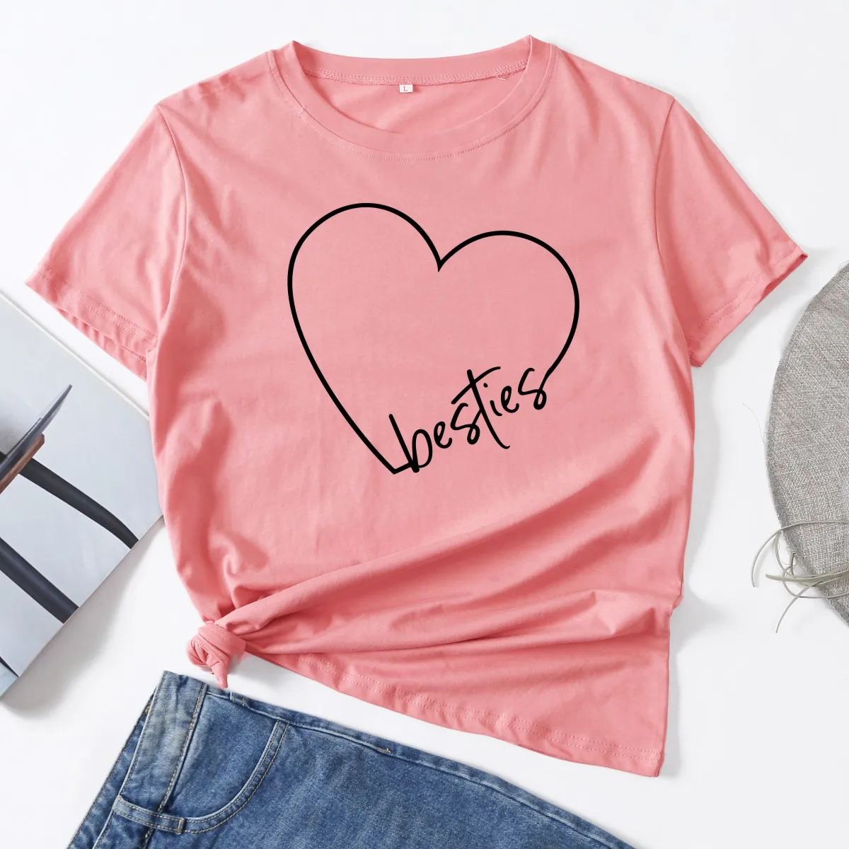 Best Friends Shirts Sisters Woman T-Shirt Short Sleeve T-Shirts Summer Tops for Women Cotton Graphic Tee Female Shirt Clothes | Женская