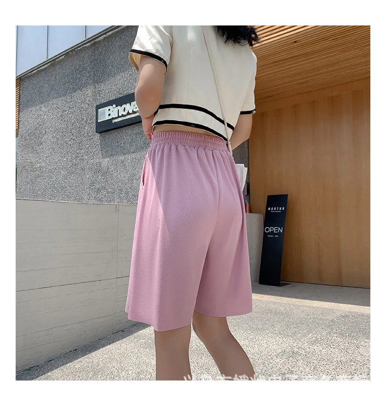 2021 New Summer Ice Silk Middle Pants Grey Black White Comfortable Breathable Shorts for Woman Casual Pants Clothes Wholesale corduroy pants