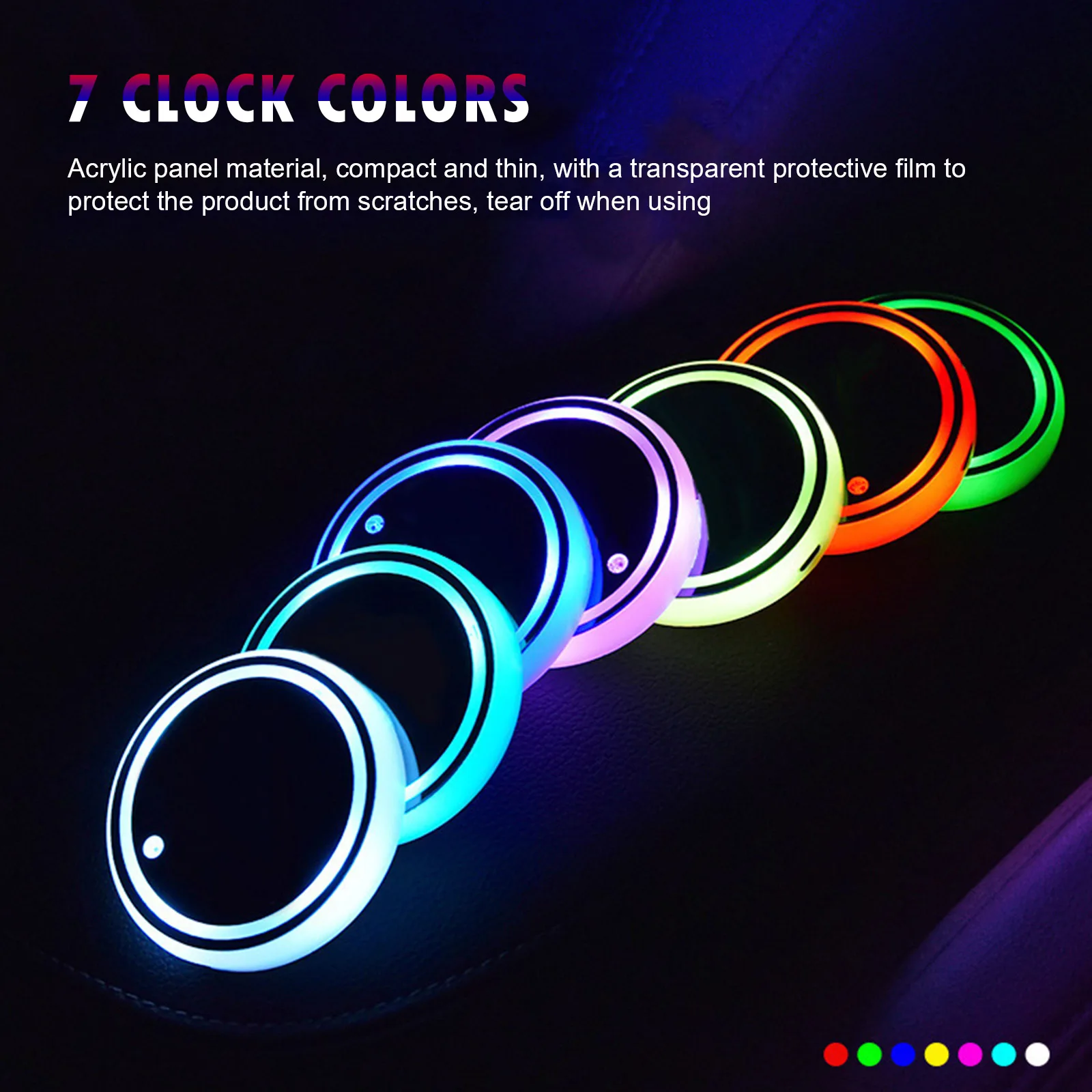 Elige tu Coche KINBEAR Impermeable Posavasos Coche Luces led 7 Colores de Carga USB Sostenedor de la Bebida para el Coche Accesorios LED Interiores luz Ambiente
