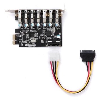 

PCI-E 7 Port USB 3.0 Adapter Card ( 7 External Ports ) with Power Connector Host Controller