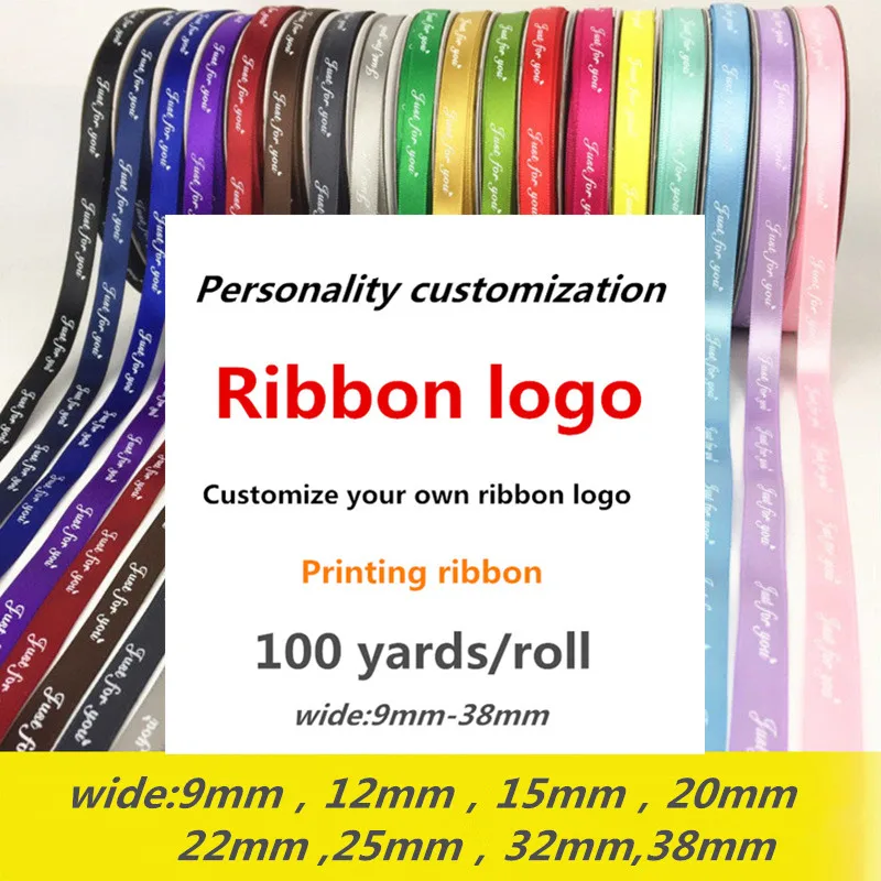 Custom Logo Cotton Ribbon with Pantone Color Print, Two Color Print, and  Multi Color Print