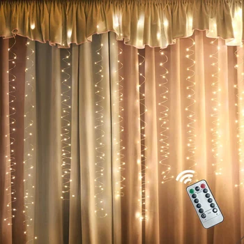 

USB Curtain LED Lights With hook Party Christmas Decoration Remote Control Fairy String Lights Indoor Outdoor with 8 Modes