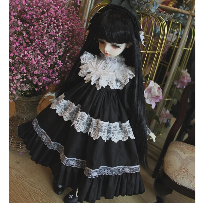 1/6 1/4 1/3 BJD платье Кукла Черное длинное платье для 1/6 1/4 1/3 BJD Blyth платье куклы аксессуары BJD платье+ повязка для волос