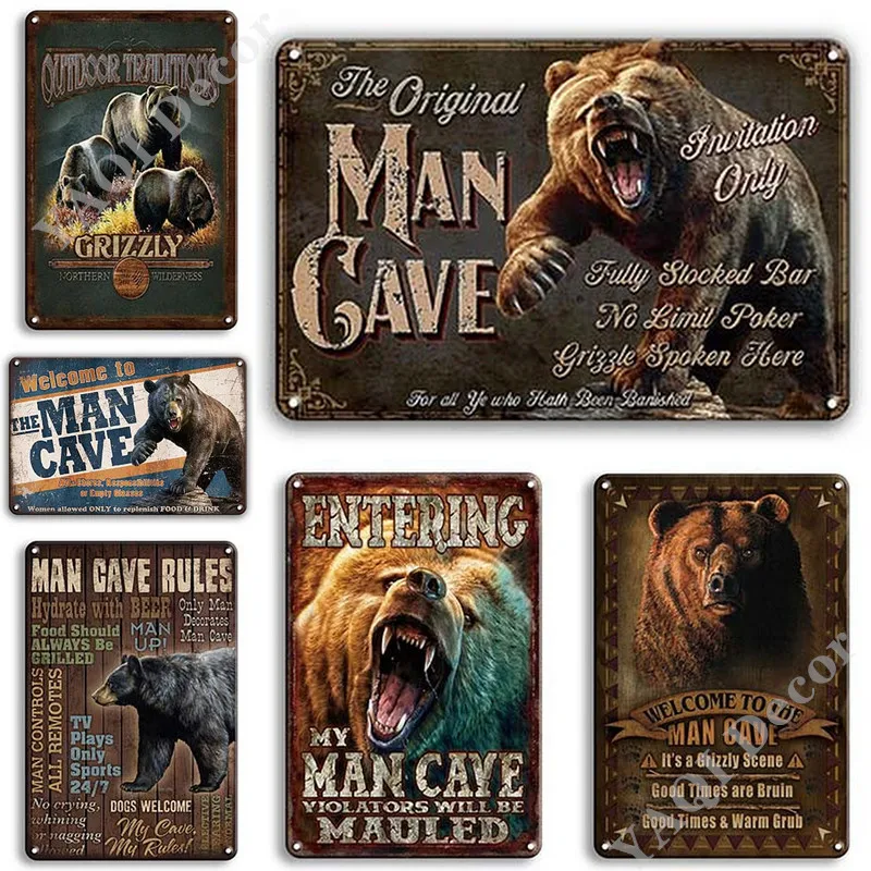 Man Cave Signs Vintage Metal Sign Plaque Metal Vintage Retro Tin Sign Wall Decor for Bar Pub Club Garage Iron Painting