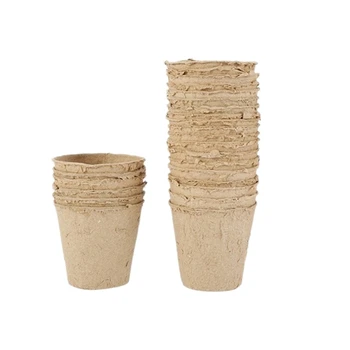

150Pc 6Cm Garden Seedling Plate Plant Organic Germinated Plant Nursery Cup Biodegradable Pulp Peat Flower Pot