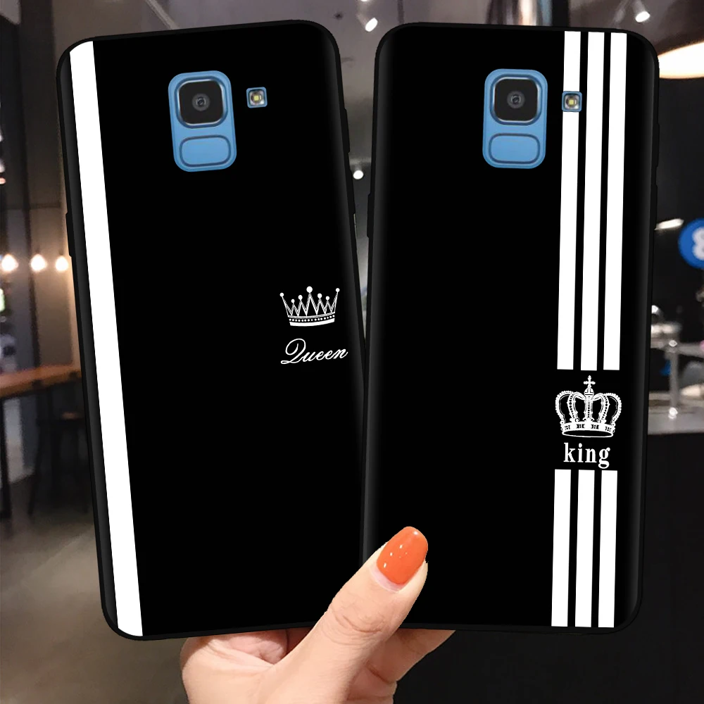 Matte Crown Phone Case For Samsung J3 J5 J7 2017 J4 J6 Plus 2018 Note 10 Pro King Queen Cases Black Silicone Soft TPU Full Cover | Мобильные