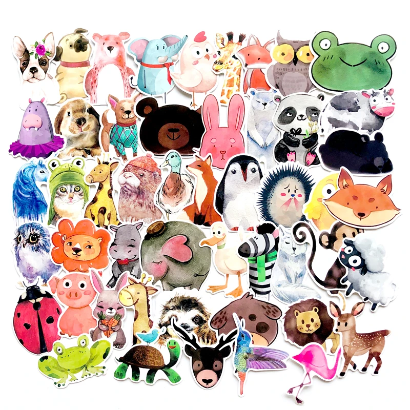 

50pcs VSCO Girl Super Cute Animal Stickers Car Laptop Phone case Bicycle Decal Kids Gift Cat Pig Dog Waterproof