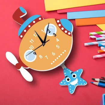 

Silent Wall Clock DIY Cartoon Creativity Ins European Wind Submarine Pendulum Clock Wall Watch Wall Clocks Home Decor BB50WC