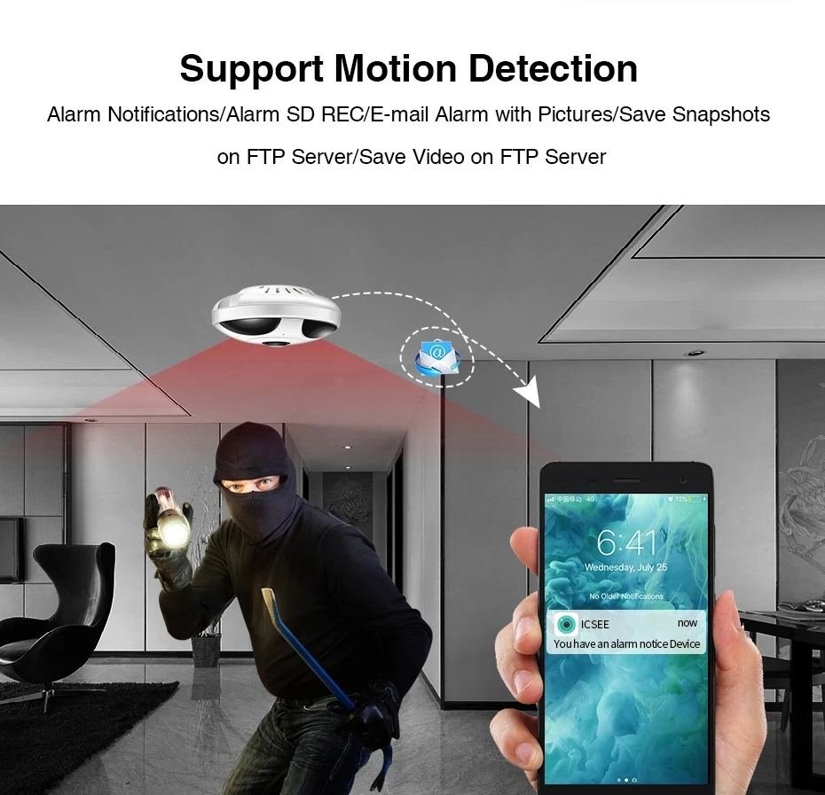 360 градусов Wifi IP камера панорамная рыбий глаз камера 1080P мини НЛО камера P2P ИК ночного видения домашняя CCTV камера видеонаблюдения