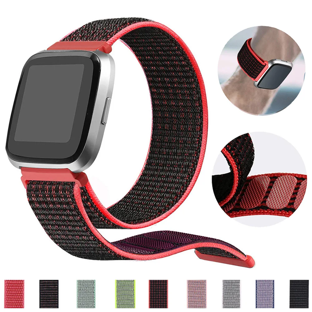 Тканый нейлоновый ремешок для спортивных часов ремешок для Fitbit Versa сменный дышащий браслет с петлей на запястье тканевый ремешок