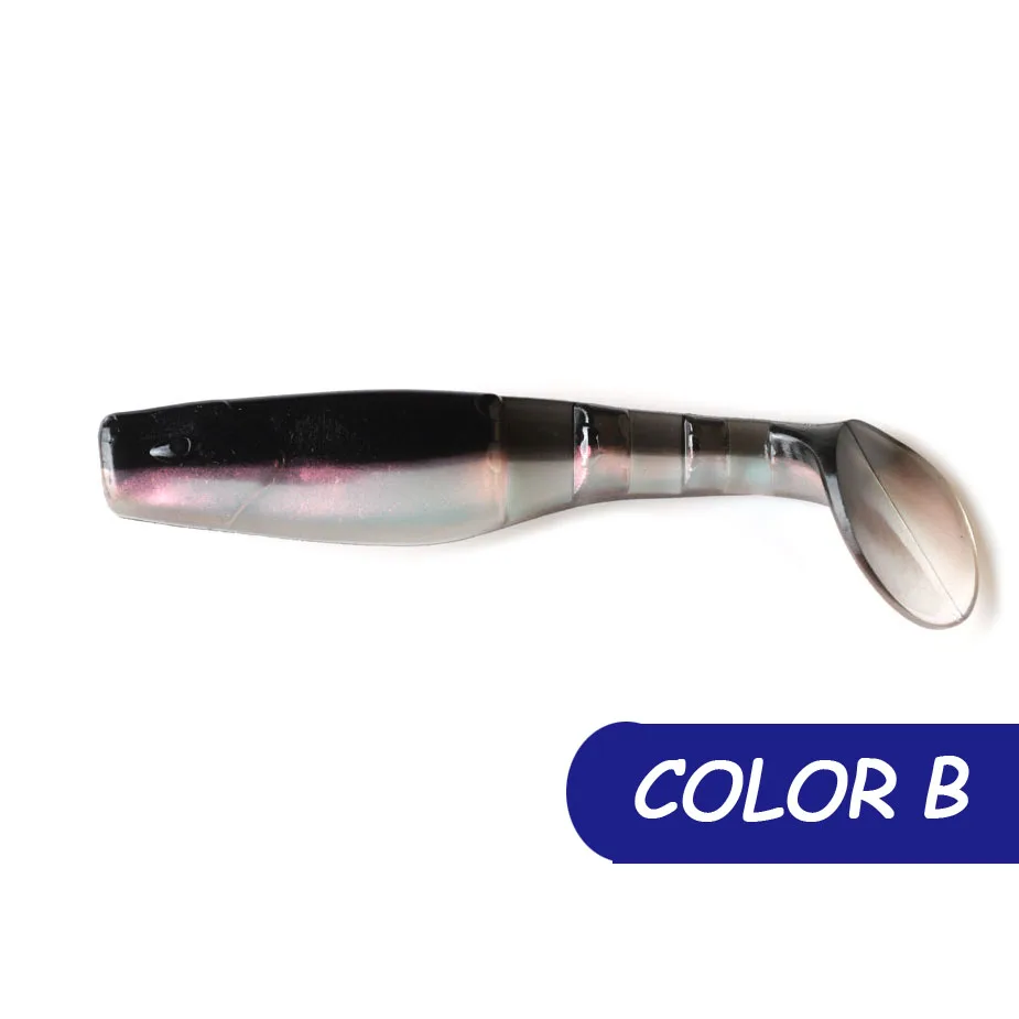 COLOR B Силиконовые мягкие приманки для рыбалки 80 мм 100 мм 4 шт. искусственная мягкая пластиковая наживка джиг-головки приманки T Tail воблеры щуки приманки для рыбалки - Цвет: COLOR B