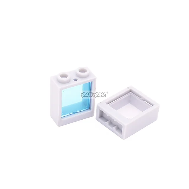 MARUMINE 10PCS Window 1x2x2 Flat Front 60592 with Trans Clear GlassTran 60601 MOC Bricks House Parts Assembling Building Blocks 2
