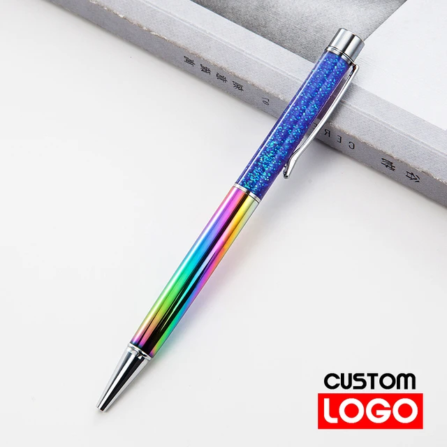 Creative Gold Foil Oil Pen Crystal Wafer Pen High-grade Metal Signature Pen Custom LOGO Lettering Engraved Name Stationery Gradient