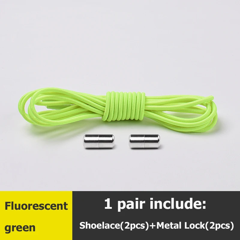 Новое поступление 1 пара шнурков без галстука эластичные фиксирующие круглые шнурки для шнурков для бега/триатлона - Цвет: fluorescent green