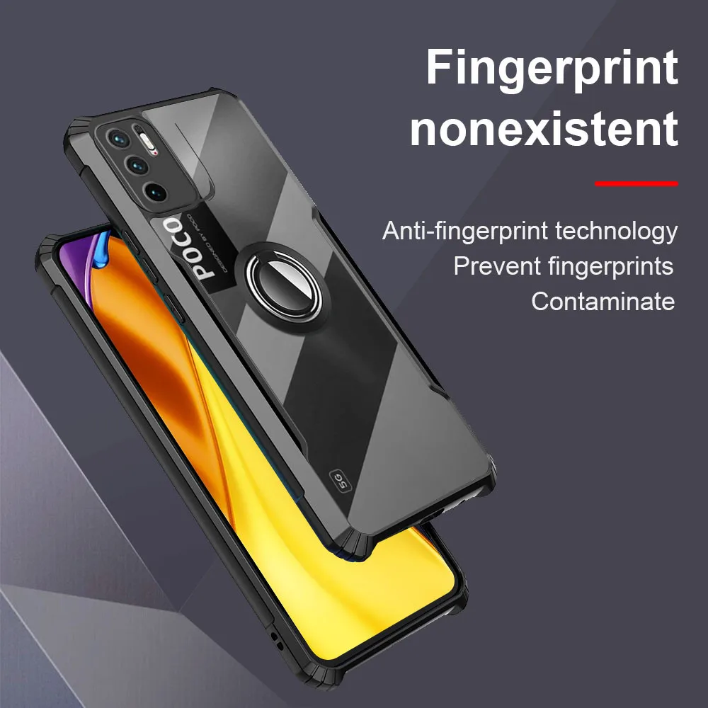 ESTH Cover Ultra Hybrid Per Xiaomi Poco M3 Pro 5G - Custodia Trasparente Antiurto Con Bordo Verde, PC E TPU, Grado Militare
