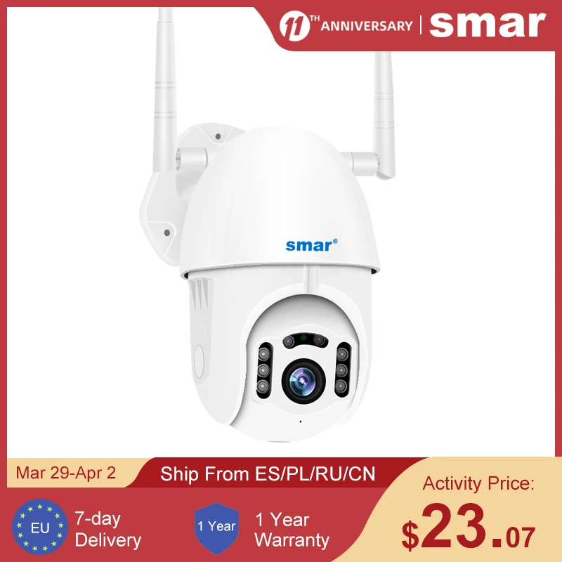 Smar-Cámara de seguridad CCTV para exteriores, dispositivo de vigilancia IR, con WIFI, 2MP, H265X, 1080p