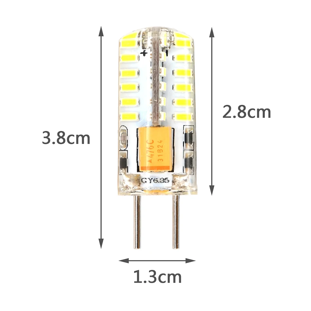 2W GY6.35 светоизлучающая Диодная лампочка AC/DC12V 350lm 48-3014SMD галогенная лампочка-кукуруза Хрустальная люстра