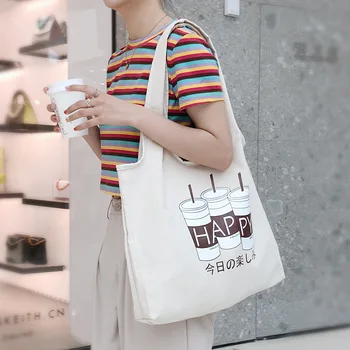 

Korean cartoon large capacity Coke cup canva bag simple student shoulder bag fresh literature and art ladie handbag shopping bag
