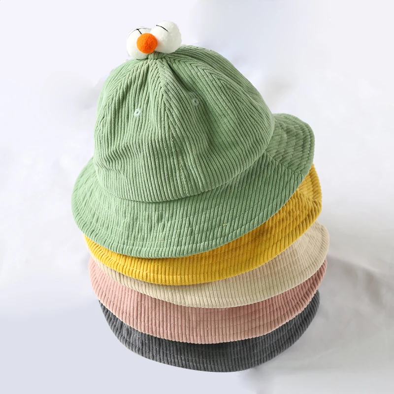 

Милые детские шапки с мультяшным рисунком, вельветовые Детские Панамы на весну, осень и зиму, шапка рыбака для мальчиков и девочек