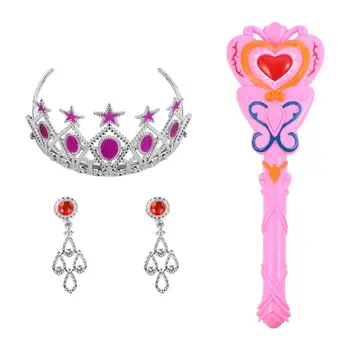 

1 Set Girls Fairy Stick Role Play Toy Glowing Light Music Magic Wand Stick Princess Crown Pretend Play Toy Random Design