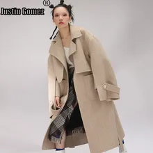 Высокое качество двустороннее кашемировое пальто большого размера свободное корейское модное элегантное женское Шерстяное Пальто Женская зимняя верхняя одежда длинное пальто